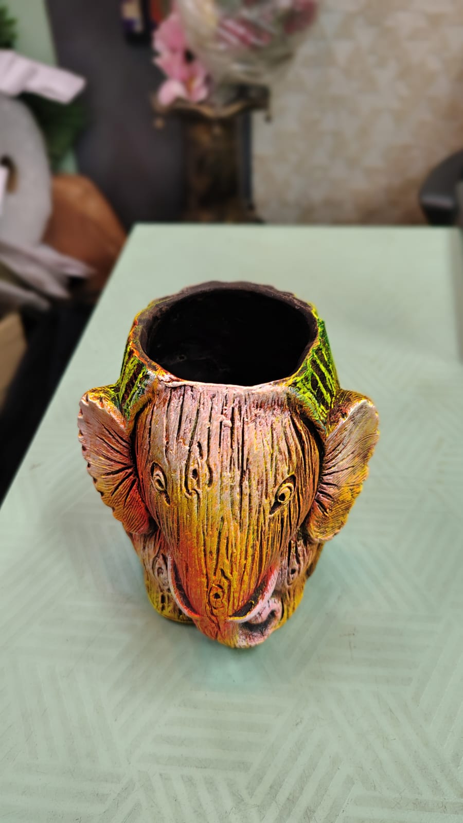 Traditional Terracotta Elephant Pen Holder – Handmade Décor