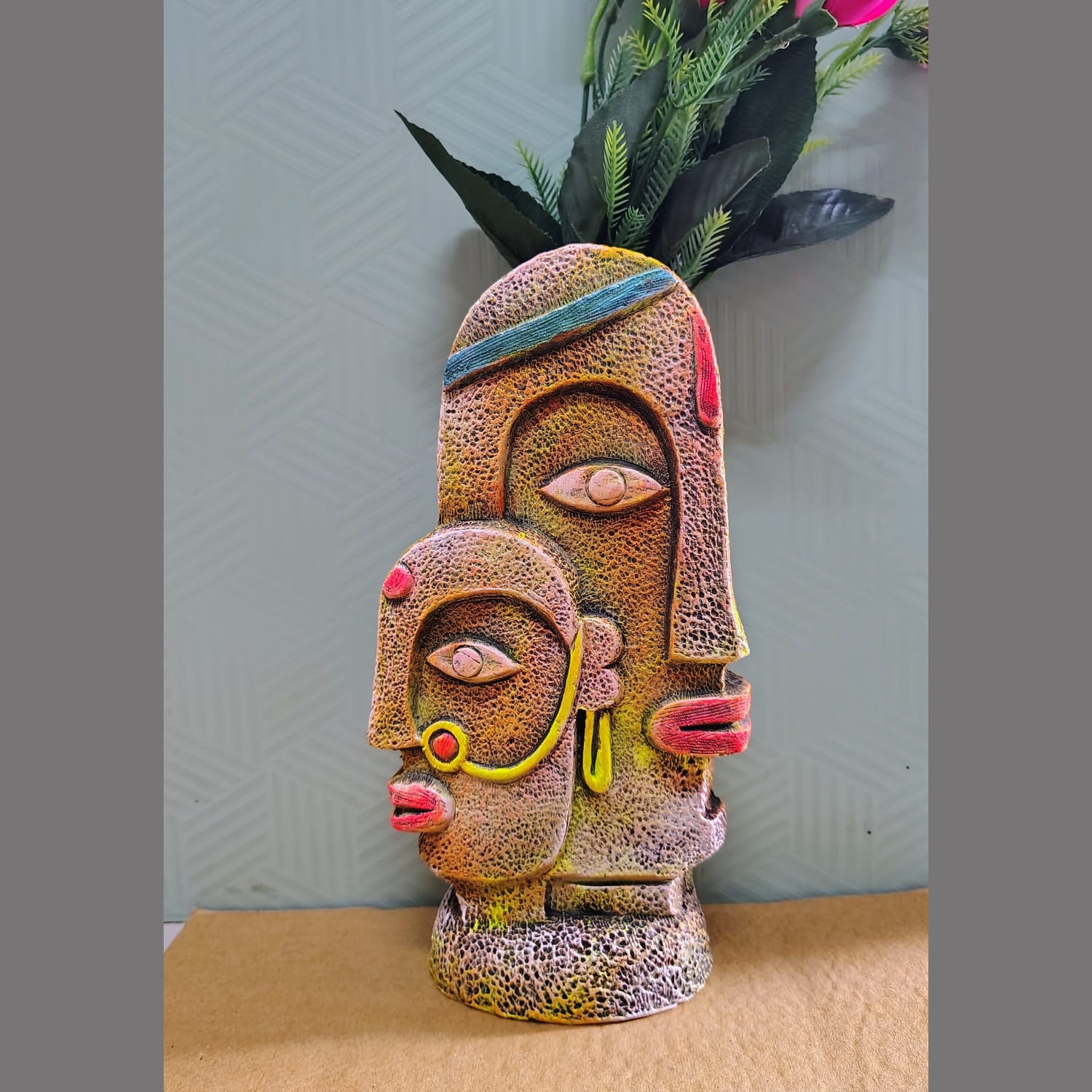 Terracotta Tribal Couple - Handcrafted artistic Flower vase