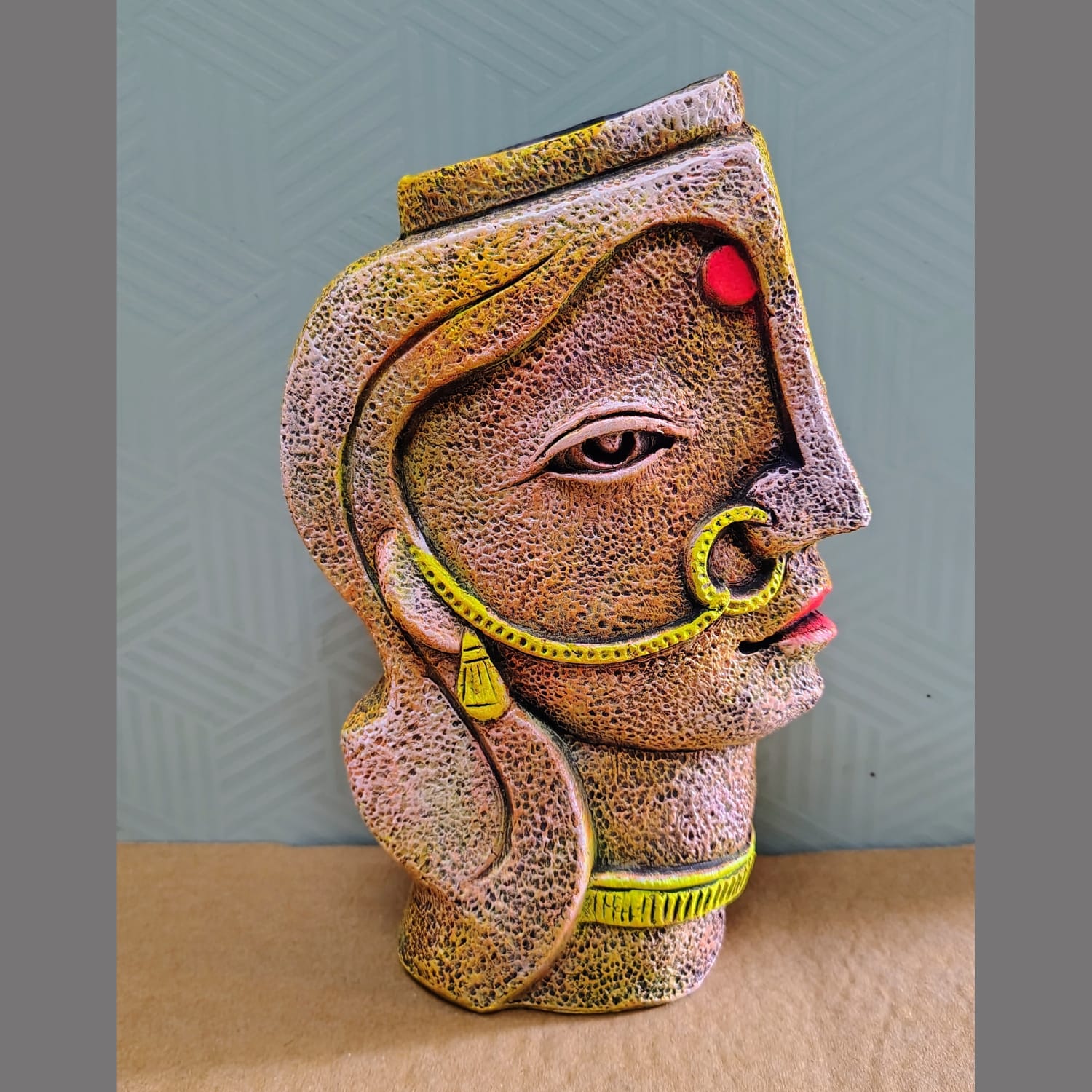 Terracotta Artistic Woman Face Flower Vase