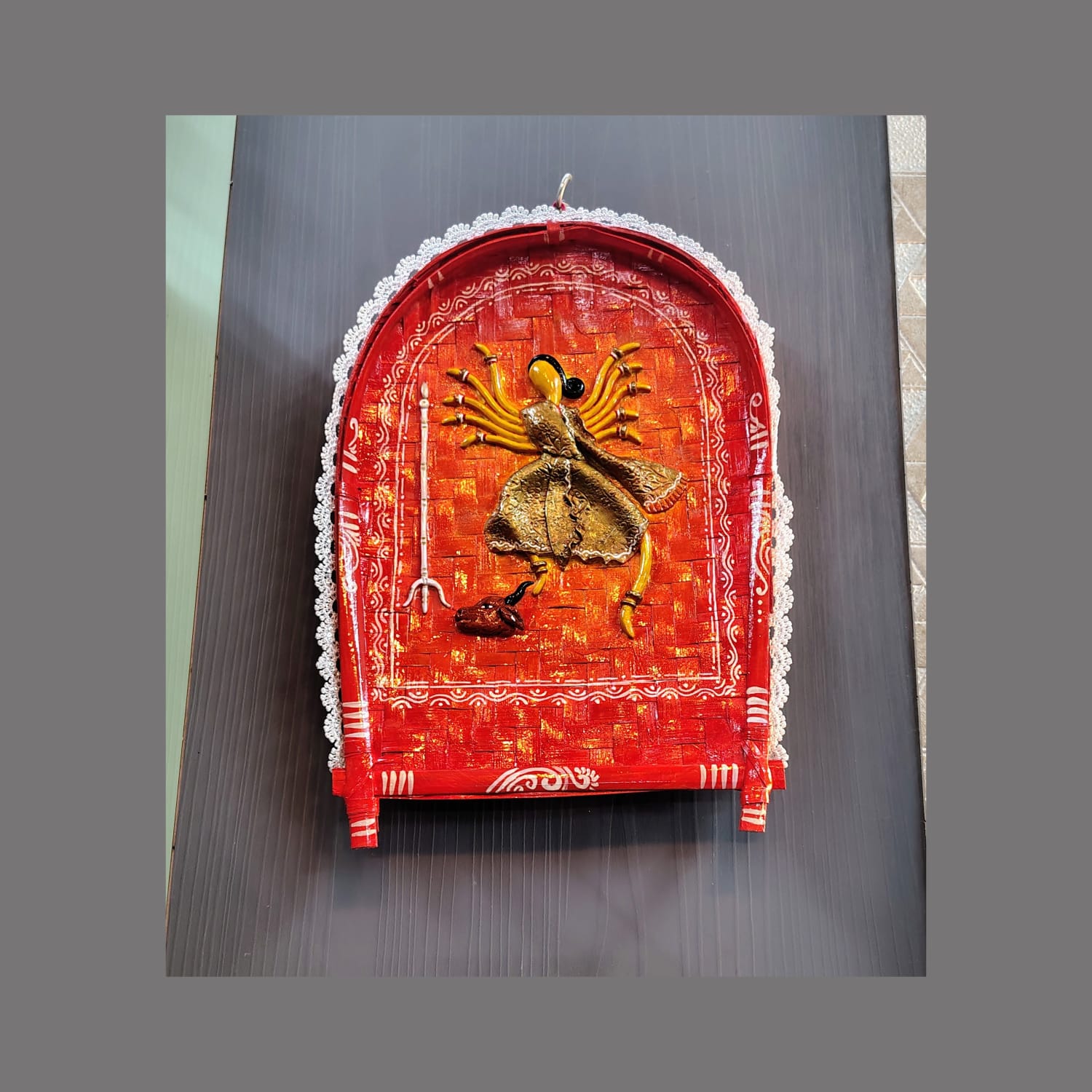 🪔 Handcrafted Traditional Bengali Durga Wall Décor – Artistic Home Accent